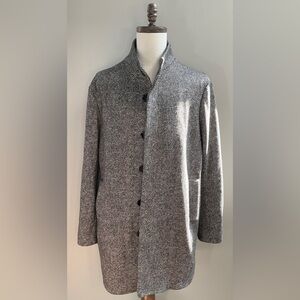 Zara mens’s knee length herringbone black/grey wool coat